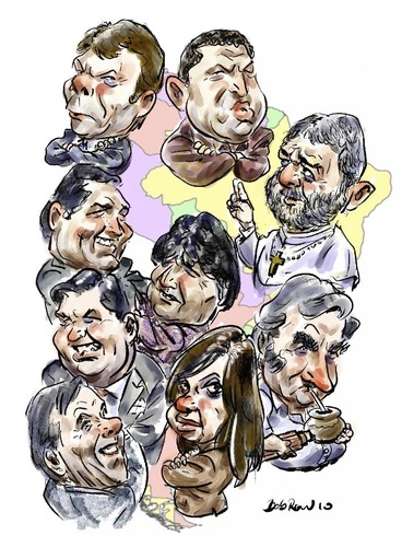 Cartoon: Presidentes sudamericanos (medium) by Bob Row tagged politics,southamerica