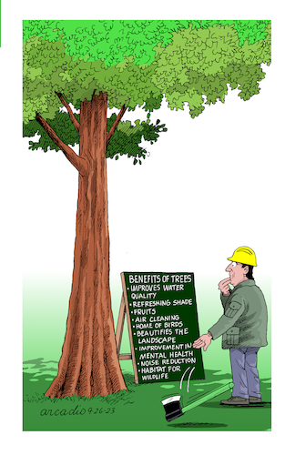 Cartoon: Tree benefits (medium) by Cartoonarcadio tagged trees,nature,ecology