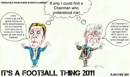 Cartoon: Harry Redknapp and Arsene Wenger (medium) by bluechez tagged football,spurs,arsenal,wenger,redknapp