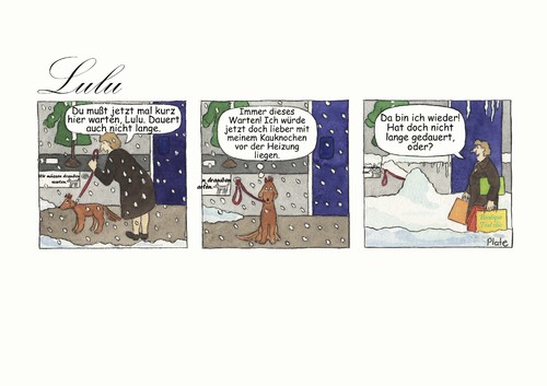 Cartoon: Lulu muß warten (medium) by Ines Plate tagged hund,einkaufen,warten,schnee,winter,kälte,heizung
