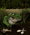 Cartoon: Sump Sup (small) by RyanNore tagged crocodile,swamp,toad,frog,skeleton