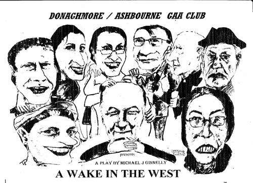 Cartoon: A Wake in the West (medium) by jjjerk tagged wake,in,the,west,michael,ginnelly,barry,cartoon,caricature,play,irish,ireland