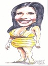 Cartoon: Catherine Zita Jones (small) by jjjerk tagged jones actress catherine wales welsh zeta cartoon caricature yellow dress black hair