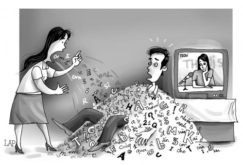 Cartoon: My wife (medium) by LAP tagged tv,television,talk,wife,women,woman