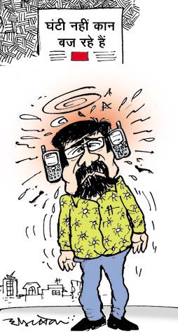 Cartoon: mobile phone (medium) by ABHISHEK tiwari tagged phone