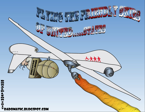 Cartoon: Earth VS the Flying Drones (medium) by DaD O Matic tagged nsa,prism,pricacy,surveillance,drones