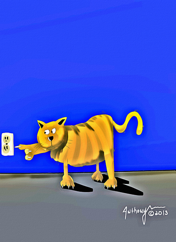 Cartoon: cat shock (medium) by tonyp tagged arp,arptoons,wacom,cartoons,cat