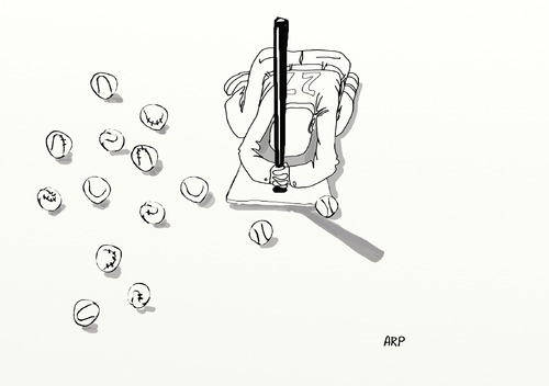 Cartoon: Keep trying (medium) by tonyp tagged arp,baseball,swing,life,arptoons