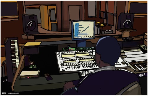 Cartoon: Music Studio in the Northwest (medium) by tonyp tagged arp,music,studio,scene,arptoons