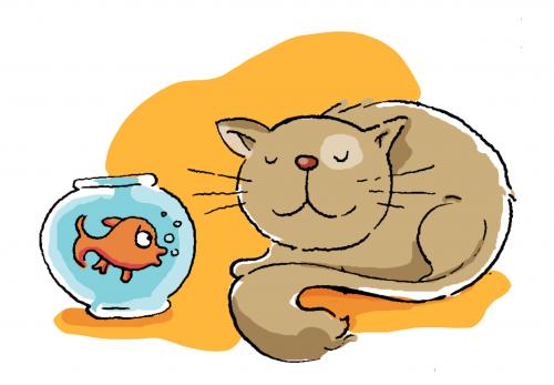 cartoon fish. Cartoon: cat and fish (medium)