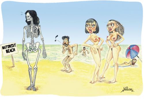 Cartoon Naturism Beach Praia de Nudism medium by William Medeiros 