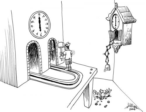 Cartoon: Shut up! (medium) by William Medeiros tagged cuco,watch,bird,time,clock