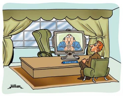 Cartoon: Virtual boss (medium) by William Medeiros tagged humour,cartoon,boss,work,business