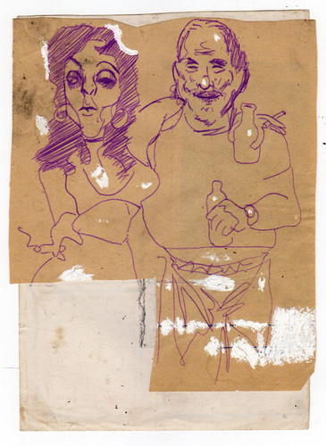 Cartoon: Bukowski and friend (medium) by juniorlopes tagged sketch,bukowski