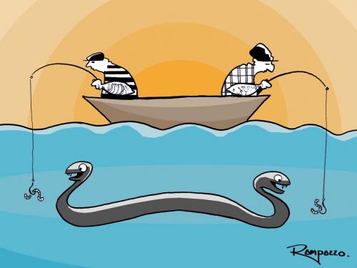 funny fishing pictures. Cartoon: Funny fishing