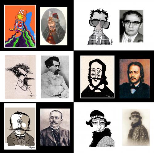 Cartoon: Romanian personalities (medium) by Marcelo Rampazzo tagged caricature