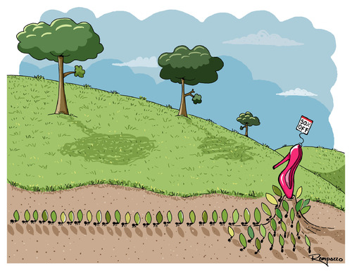 Cartoon: Settlement (medium) by Marcelo Rampazzo tagged settlement,illustratin,garten,natur,schuhe,frauen