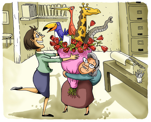 Cartoon: Surprise (medium) by Marcelo Rampazzo tagged surprise,überraschung,liebe,geschenk,geburtstag,oma,alter,rentner