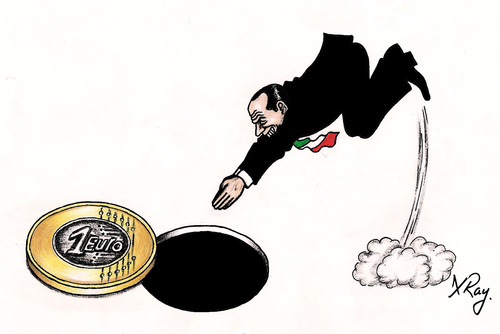 Cartoon: Bye Bye Silvio !!! (medium) by Xray tagged bye,european,euro,crisis,italia,forza,minister,prime,bunga,politician,italian,italy,cavaliere,il,berlusconi,silvio