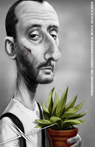 Cartoon: Jean Reno (medium) by Mecho tagged jean,reno,leon,el,profesional