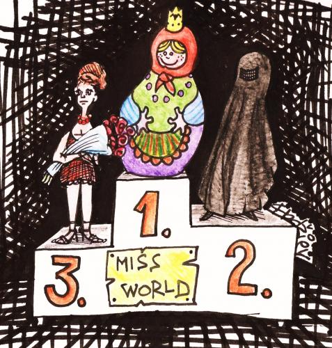 Cartoon: miss world (medium) by ivo tagged wau