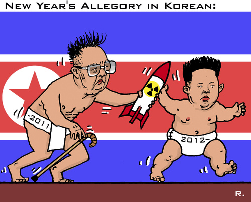 Cartoon: Allegory (medium) by RachelGold tagged un,il,jong,kim,year,new,korea,nord,allegory