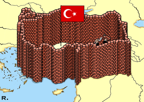Cartoon: Turkish Diplomacy (medium) by RachelGold tagged turkey,world,diplomacy,armenians,genocide
