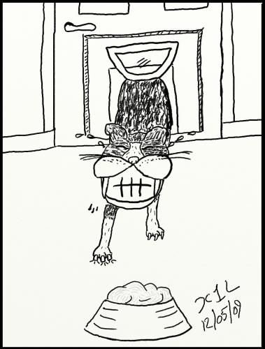 Cartoon: Dinnertime 2 (medium) by chriswannell tagged cat,dinner