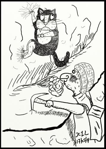 Cartoon: Mountaineer (medium) by chriswannell tagged mountaineer,cat,climbing,gag,cartoon