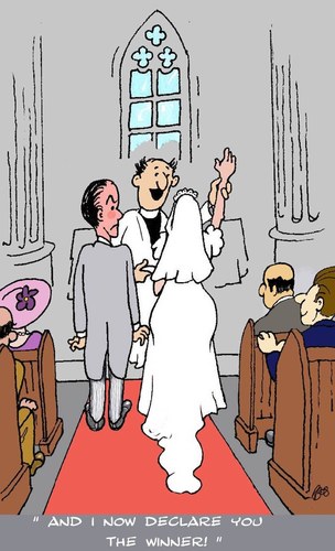 Cartoon: The Winner (medium) by aarbee tagged weddings,marriage,church,vicar