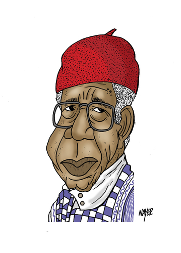 Cartoon: Chinua Achebe (medium) by Nayer tagged chinua,achebe,nigerian,nigeria,africa,african,poet,professor,writer