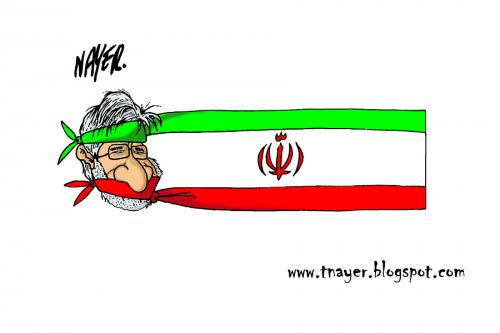 Cartoon: Mir-Hossein Mousavi Khameneh (medium) by Nayer tagged mahmoud,ahmadinejad,iran,elections,mir,hossein,mousavi