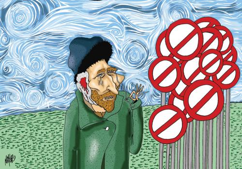 Cartoon: Van Gogh (medium) by Nayer tagged van,gogh,freedom,abuse,no