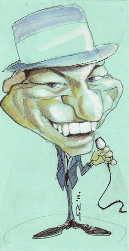 Cartoon: Frank Sinatra (medium) by zed tagged frank,sinatra,usa,singer,actor,rat,pack,portrait,caricature