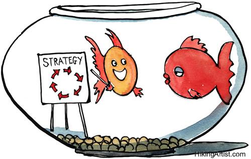 goldfish cartoon image. Cartoon: Strategy in a small