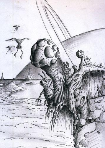 Cartoon: Moon (medium) by Jupp tagged science,fiction,planet,alien,moon,mond,saturn,illustration