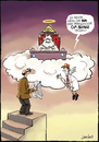 Cartoon: co2 Bilanz (small) by andre sedlaczek tagged co2,bilanz,umwelt,umweltverschmutzung,sünde,klima,klimagas,himmel,hölle,engel,gott