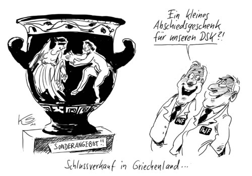 Cartoon: Griech Vase (medium) by Stuttmann tagged griechenland,vase,schulden,pleite,griechenland,vase,schulden,pleite