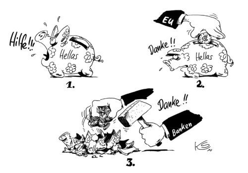 Cartoon: Hilfe! (medium) by Stuttmann tagged griecehnland,eu,rettung,banken,griechenland,eu,rettung,banken,bank,wirtschaftskrise,finanzkrise
