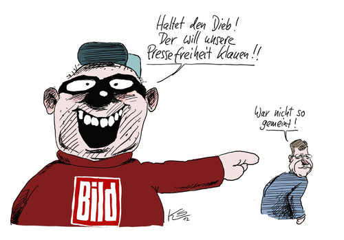 Cartoon: Pressefreiheit (medium) by Stuttmann tagged pressefreiheit,bild,diekmann,wulff