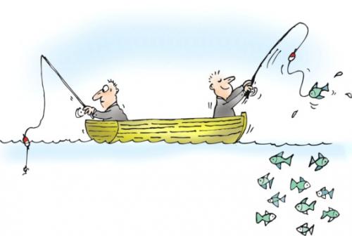 Cartoon: fishing luck patience