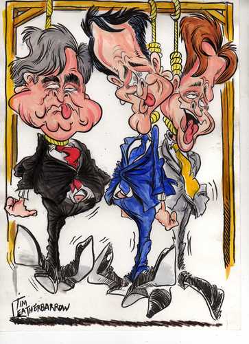 Cartoon: A HUNG PARLIAMENT (medium) by Tim Leatherbarrow tagged politics,hungparliament,general,election