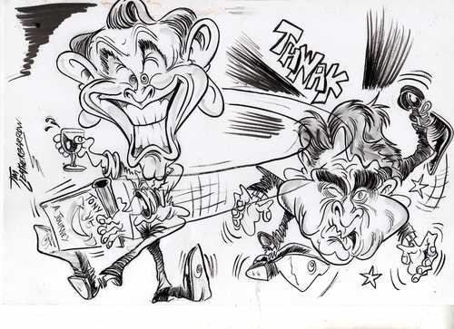 Cartoon: TONY BLAIR and GORDON BROWN (medium) by Tim Leatherbarrow tagged tony,blair,gordon,brown,autobiography,tim,leatherbarrow