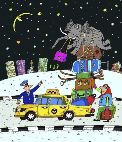 Cartoon: der Kofferraum (medium) by Sergei Belozerov tagged kofferraum,elefant,taxi