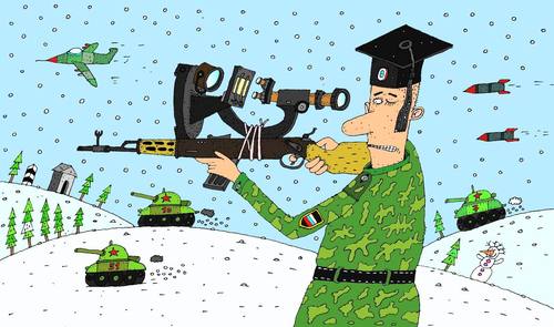 Cartoon: sniper science (medium) by Sergei Belozerov tagged sniper,rifle,war,army,microscope