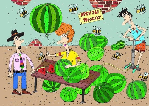 Cartoon: watermelon (medium) by Sergei Belozerov tagged watermelon
