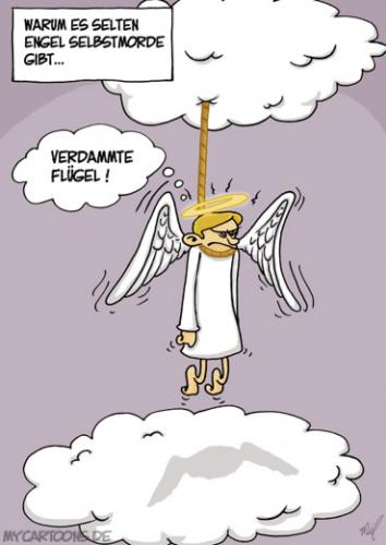 Cartoon: Engel Suizid (medium) by mil tagged engel,selbstmord,flügel,mil,