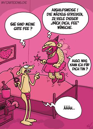 Cartoon: Wunschlos (medium) by mil tagged fee,wunsch,mann,frau,spielzeug,bett,schlafzimmer,wunschlos,überraschung,mil