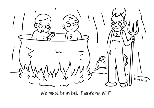 Cartoon: Hell (medium) by Vhrsti tagged hell,phone,smart,devil,internet,civilization