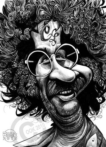 Cartoon: Jerry Garcia (medium) by Russ Cook tagged drawing,cartoon,caricature,illustration,karikaturen,karikatur,zeichnung,cook,russ,psychedelic,folk,acid,stoned,stoner,60s,music,musician,rock,dead,guitar,guitarist,grateful,garcia,jerry